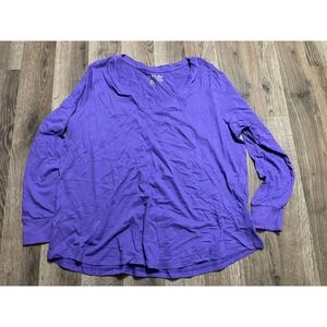 Terra&Sky Shirt, Women's Plus Size 0X, 14W, Purple, Long Sleeve, V-neck